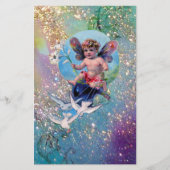 BABY MET DOVES IN SPARKLES blauw groen goud Briefpapier (Voorkant)