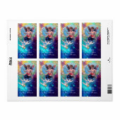 BABY MET DOVES IN SPARKLES blauw groen goud Etiket (Full Sheet)