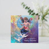 BABY MET DOVES IN SPARKLES Champagne Kaart (Staand voorkant)