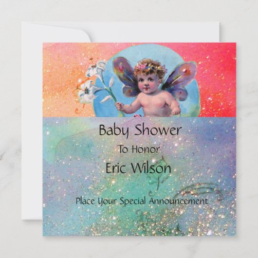 BABY MET DOVES IN SPARKLES Champagne Kaart (Achterkant)