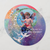 BABY MET DOVES IN SPARKLES Champagne Kaart (Voorkant / Achterkant)