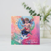 BABY MET DOVES IN SPARKLES Gold Metallic Kaart (Staand voorkant)