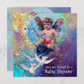 BABY MET DOVES IN SPARKLES Gold Metallic Kaart (Voorkant / Achterkant)