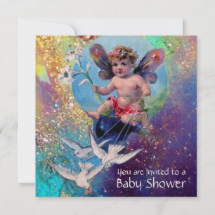 BABY MET DOVES IN SPARKLES Gold Metallic Kaart