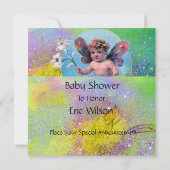 BABY MET DOVES IN SPARKLES Gold Pink Kaart (Achterkant)