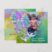 BABY MET DOVES IN SPARKLES Goud Geel Kaart (Voorkant / Achterkant)