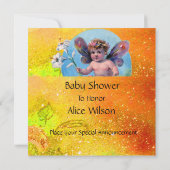 BABY MET DOVES IN SPARKLES Goud Geel Kaart (Achterkant)