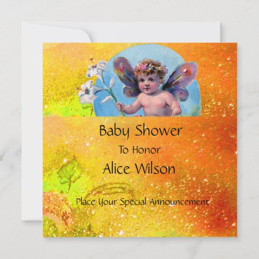 BABY MET DOVES IN SPARKLES Goud Geel Kaart (Achterkant)