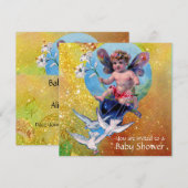 BABY MET DOVES IN SPARKLES Goud Geel Kaart (Voorkant / Achterkant)