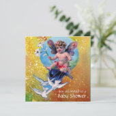 BABY MET DOVES IN SPARKLES Goud Geel Kaart (Staand voorkant)