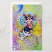 BABY MET DOVES IN SPARKLES paars groen Briefpapier (Voorkant / Achterkant)