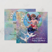BABY MET DOVES IN SPARKLES Pearl Shimmer Kaart (Voorkant / Achterkant)