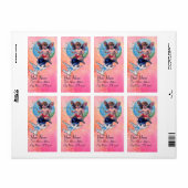 BABY MET DOVES IN SPARKLES, roze blauw Etiket (Full Sheet)