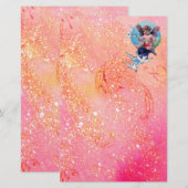 BABY MET DOVES IN SPARKLES, roze goud Briefpapier (Voorkant / Achterkant)
