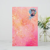 BABY MET DOVES IN SPARKLES, roze goud Briefpapier (Staand voorkant)