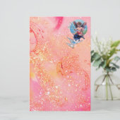 BABY MET DOVES IN SPARKLES, roze goud Briefpapier (Staand voorkant)