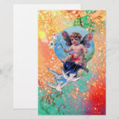 BABY MET DOVES IN SPARKLES roze groen goud Briefpapier (Voorkant / Achterkant)