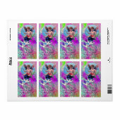 BABY MET DOVES IN SPARKLES roze violet goud Etiket (Full Sheet)