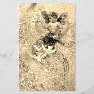 BABY MET DOVES IN SPARKLES Sepia Briefpapier