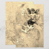 BABY MET DOVES IN SPARKLES Sepia Briefpapier (Voorkant / Achterkant)