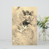 BABY MET DOVES IN SPARKLES Sepia Briefpapier (Staand voorkant)