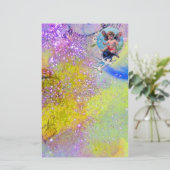 BABY MET DOVES IN SPARKLES, violet groen Briefpapier (Staand voorkant)