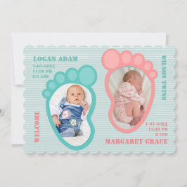 Baby met dubbele voetafdruk aankondiging