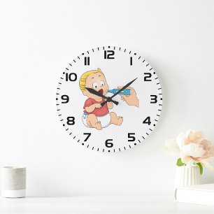 Baby met een temperatuur grote klok