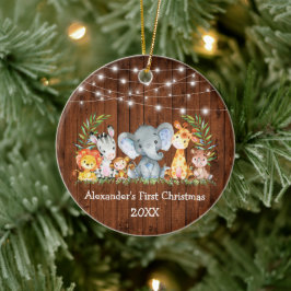Baby met eerste kerstdag veldlust Safari Animals Keramisch Ornament