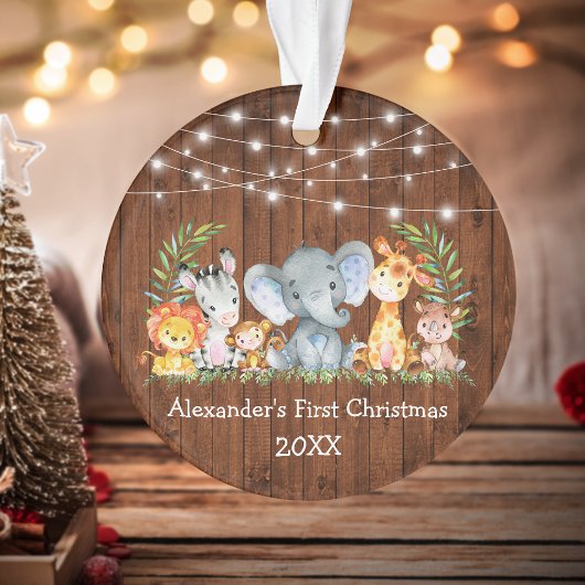 Baby met eerste kerstdag veldlust Safari Animals Ornament