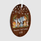 Baby met eerste kerstdag veldlust Safari Animals Ornament (voorkant)