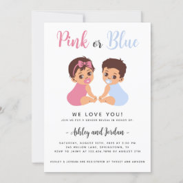 Baby met Fopspeen Gender Reveal Invitation Kaart