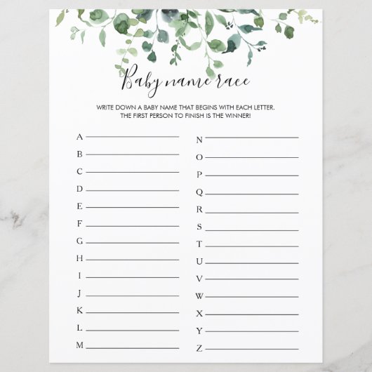 Baby met groene vlag Race Baby shower Game (Voorkant)