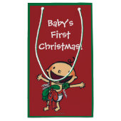 Baby met kerstcadeautjes klein cadeauzakje (Achterkant)