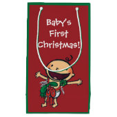 Baby met kerstcadeautjes klein cadeauzakje (Voorkant)