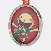 Baby met kerstcadeautjes metalen ornament (Links)