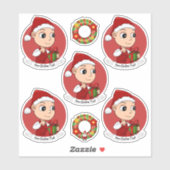 Baby met kerstpet cartoon sticker (Vel)