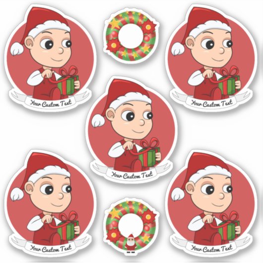 Baby met kerstpet cartoon sticker (Voorkant)