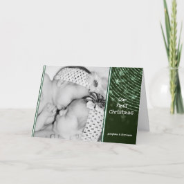 Baby met kersttwijndraden Afgevouwen Jouw naam Feestdagen Kaart