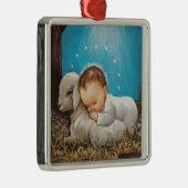 Baby met lampje Metalen Ornament (Rechts)