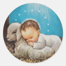 Baby met lampje Ronde Sticker