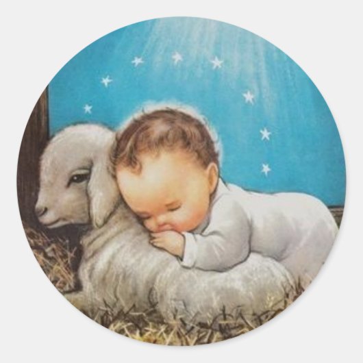  Baby met lampje Ronde Sticker (Voorkant)