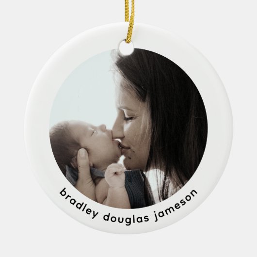 Baby met mam Eerste Kerstkeramische keramiek Keramisch Ornament (Voorkant)