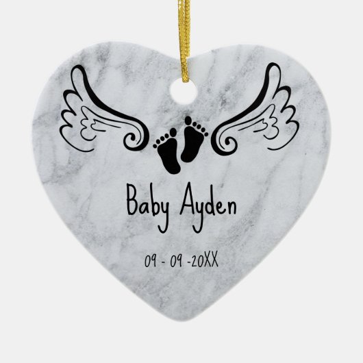 Baby met naam en datum keramisch ornament (Voorkant)