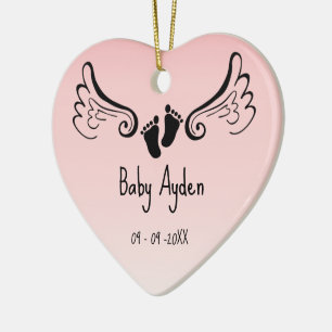 Baby met naam en datum keramisch ornament