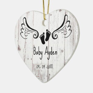 Baby met naam en datum keramisch ornament