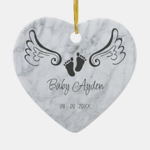 Baby met naam en datum keramisch ornament
