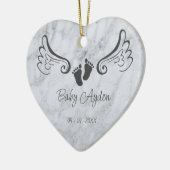 Baby met naam en datum keramisch ornament (Links)
