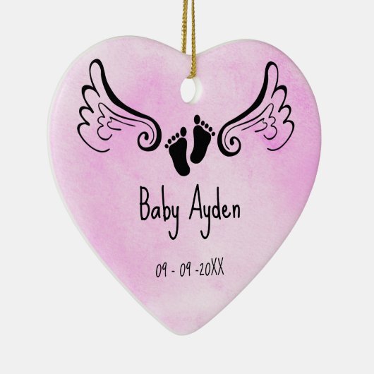 Baby met naam en datum keramisch ornament (Rechts)