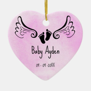 Baby met naam en datum keramisch ornament
